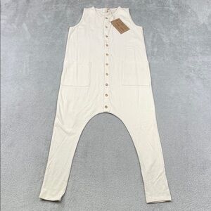 NEW‎ The Simple Folk 6-7 Organic Cotton Cream The Free Range Playsuit Jumpsuit